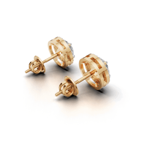 Avarta Gold 80 Cents Each Lab Grown Halo Solitaire Stud Earrings - Image 8