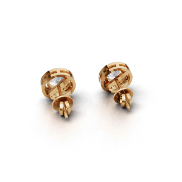 Avarta Gold 80 Cents Each Lab Grown Halo Solitaire Stud Earrings - Image 9