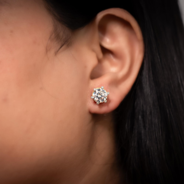 Avarta 18k Gold 2 Carat Each Lab Grown Diamond Solitaire Studs Earrings - Image 7