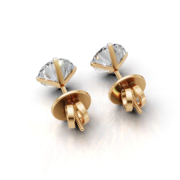 Avarta Gold 1 Carat Each Lab Grown Diamond Solitaire Stud Earrings - Image 5