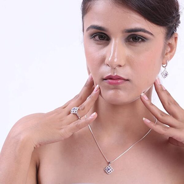 Avarta Jewellery Sterling Silver Amethyst Pendant Set With Chain - Image 2