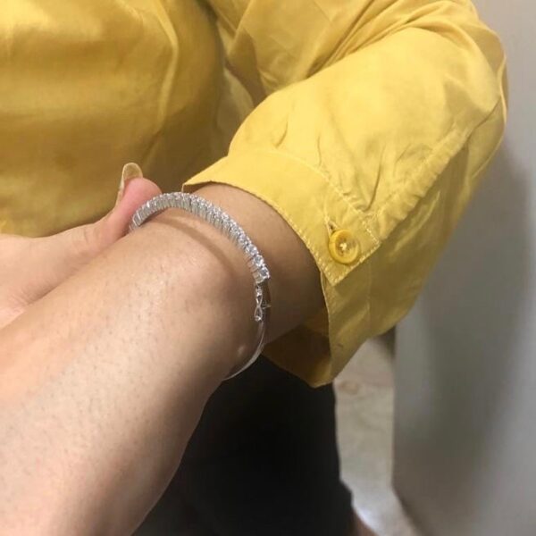Avarta Sterling Silver American Diamond Kada or Hand Cuff - Image 3