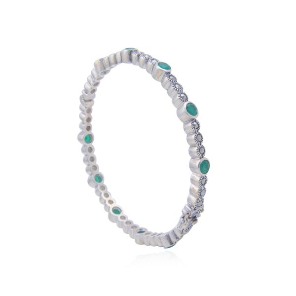 Avarta Sterling Silver Emerald Bangle Pair For Girls & Women Size 2-4 Ani - Image 4