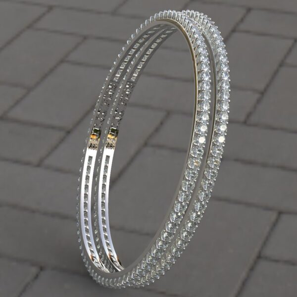Avarta Jewellery 92.5 Sterling Silver Line Diamond Bangle Pair For Girls & Women - Image 3