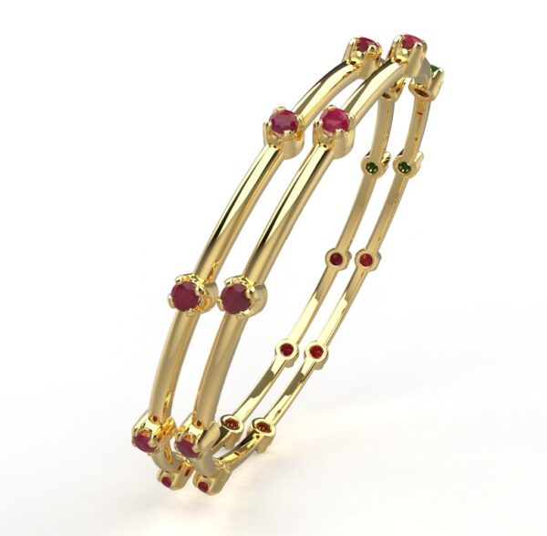 Avarta Jewellery 92.5 Sterling Silver Ruby Bangle Pair With Ruby Gemstone For Girls & Women