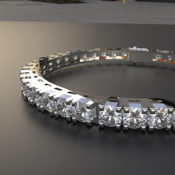 Avarta Jewellery Sterling Silver 30 Cents Each Line Diamond Bangle - Image 5
