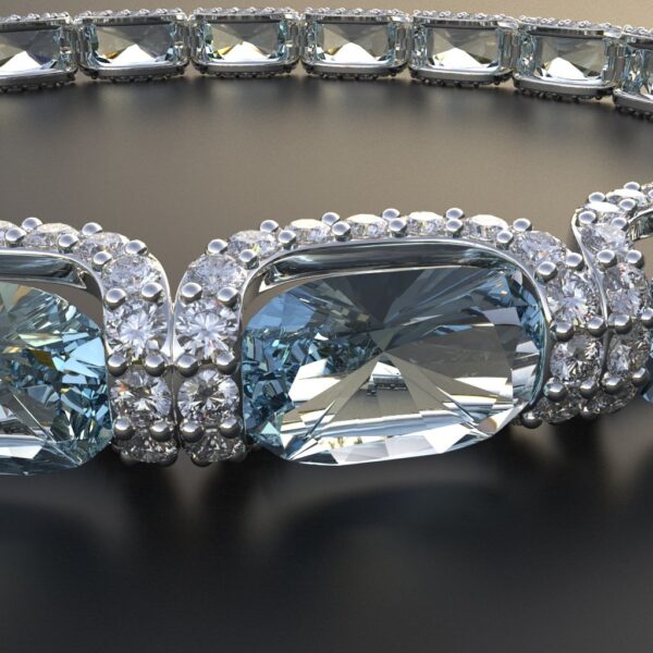 Avarta Jewellery Sterling Silver 24 Carat Aquamarine Tennis Bracelet With Moissanite - Image 6