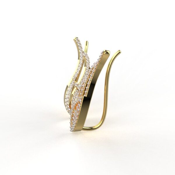 Avarta Jewellery Sterling Silver Diamond Gold Plated Cuff Earrings For Girls & Women - Image 4