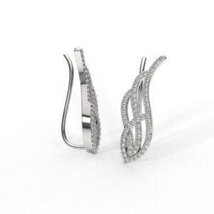 Avarta Jewellery Sterling Silver Diamond Cuff Earrings For Girls And Women