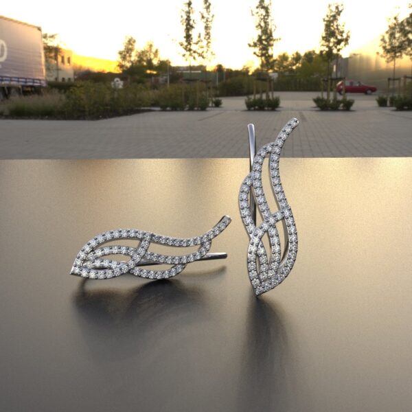 Avarta Jewellery Sterling Silver Diamond Cuff Earrings For Girls And Women - Image 3