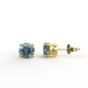 Avarta Jewellery 18K BIS Hallmarked Gold Certified Blue Topaz Gemstone Solitaire Stud Earrings for Girls & Women