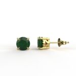 Avarta Jewellery 18K BIS Hallmarked Gold & Certified Emerald Gemstone Solitaire Stud Earrings for Girls & Women