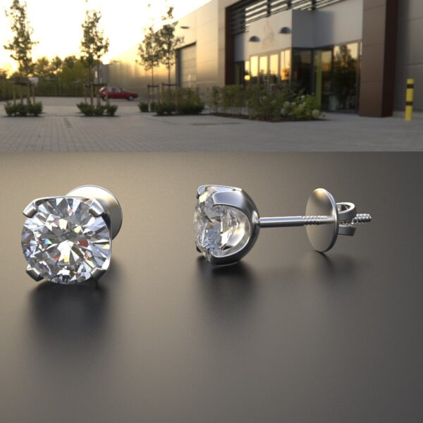 Avarta Jewellery Sterling Silver 0.80 Carat Solitaires Stud Earrings - Image 3