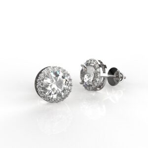 Avarta Sterling Silver 1 Carat Halo Studs Earring For Girls & Women