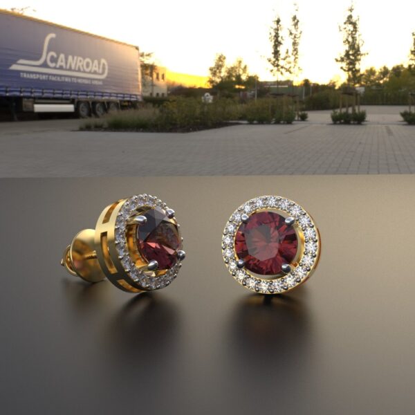 Avarta Jewellery 18K Yellow Gold Hallmarked Certified Diamond Ruby Stud Earrings For Girls Women - Image 5