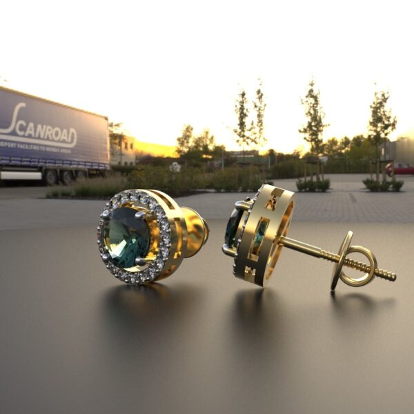 Avarta Sterling Silver 0.90 Carat Emerald Swarovski Halo Solitaire Earrings - Image 3