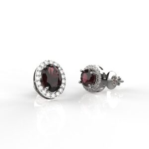 Avarta Jewellery 92.5 Sterling Silver Certified 1.25 Carat Each Natural Ruby Stud Earrings With 5A Grade American Diamonds For Girls & Women
