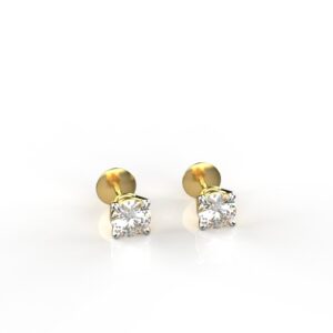 Avarta Jewellery 18k Gold 25 Cents Each Moissanite Solitaire Stud Earring