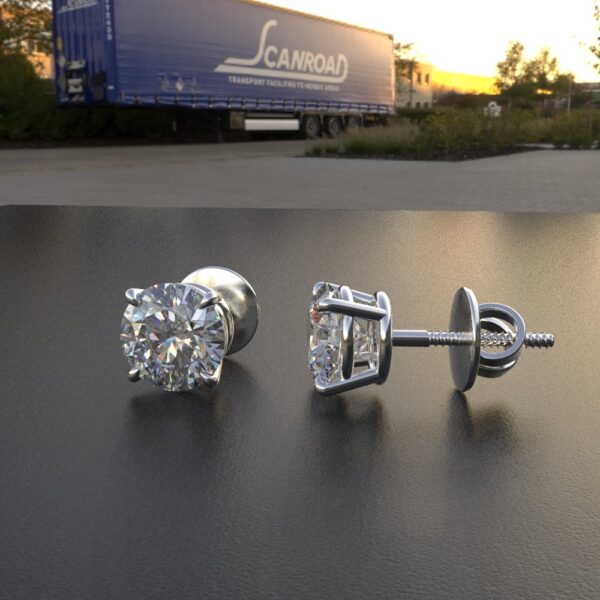 Avarta Jewellery White Gold 1 Carat Solitaire Earrings - Image 2