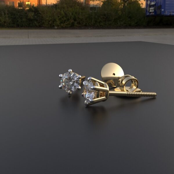 Avarta Jewellery 92.5 Sterling Silver 25 Cents Solitaire Unisex Stud Earrings With Gold Polish and Screw Back - Image 3