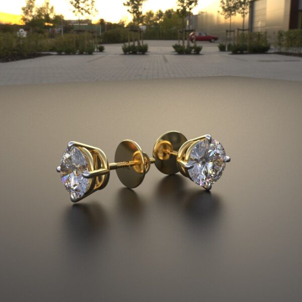 Avarta 18k Gold 50 Cents Each Solitaire Unisex Stud Earrings With Screw Back - Image 5