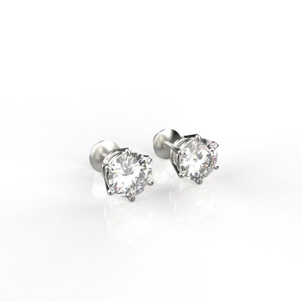 Avarta Jewellery 18k White Gold 3.10 Carat Each Moissanite Solitaire Stud Earrings