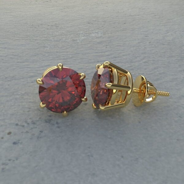 Avarta Jewellery 92.5 Sterling Silver 2.60 Carat Each Ruby Stud Earrings With Yellow Gold Polish for Girls & Women - Image 4