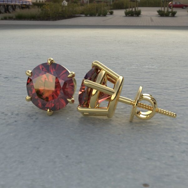 Avarta Jewellery 92.5 Sterling Silver 2.60 Carat Each Ruby Stud Earrings With Yellow Gold Polish for Girls & Women - Image 3