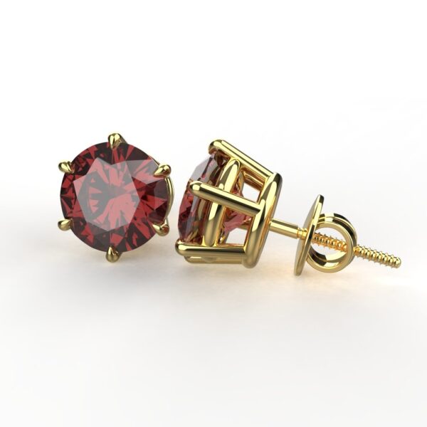 Avarta Jewellery 92.5 Sterling Silver 2.60 Carat Each Ruby Stud Earrings With Yellow Gold Polish for Girls & Women