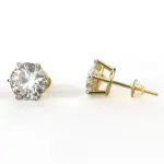 Avarta Jewellery 92.5 Sterling Silver 3.80 Carat Each Solitaire Stud Earrings With Yellow Gold Polish for Girls Women
