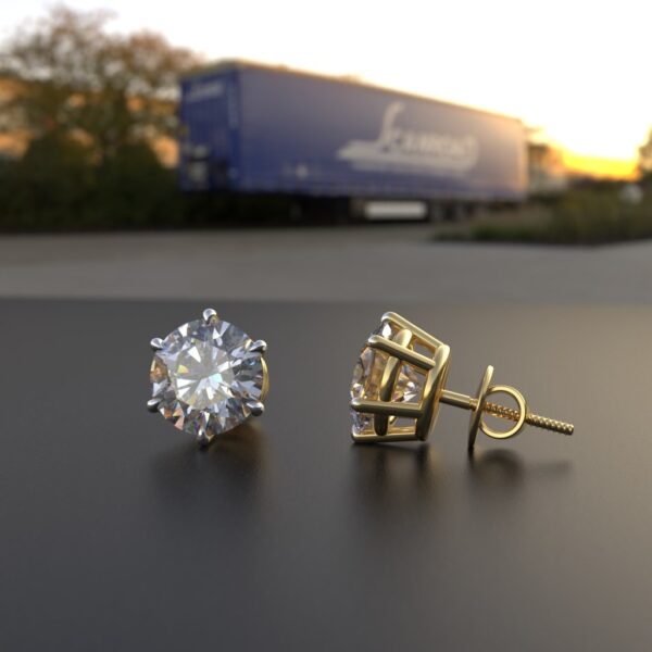 Avarta Jewellery Sterling Silver 2 Carat Each Moissanite Solitaire Studs - Image 4
