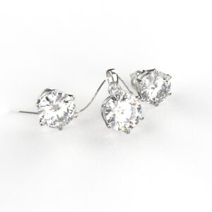 Avarta Jewellery Sterling Silver 2 Carat Solitaire Pendant Set