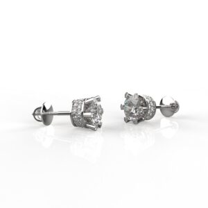 Avarta Sterling Silver Solitaire 1 Carat Designer Stud Earrings for Girls & Women