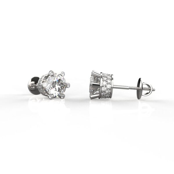 Avarta Sterling Silver Solitaire 1 Carat Designer Stud Earrings for Girls & Women - Image 2
