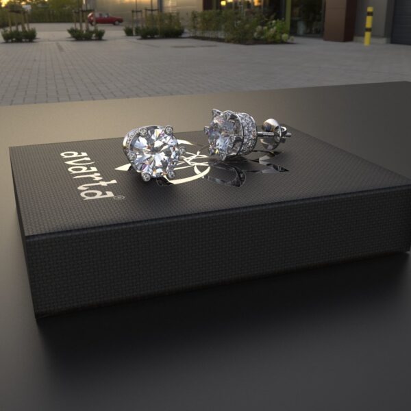 Avarta Sterling Silver 2 Carat Each Solitaire Designer Stud Earrings for Girls & Women - Image 4
