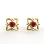 Avarta Jewellery 18K Hallmarked Gold Studs Earrings With Ruby For Kids, Girls & Women