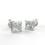 Avarta Jewellery Sterling Silver Princess Cut 1 Carat Each Solitaire Stud Earrings