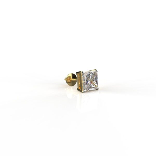 Avarta Jewellery 92.5 Sterling Silver 2 Carat Princess Cut Solitaire Unisex Stud Earring - Single Pcs