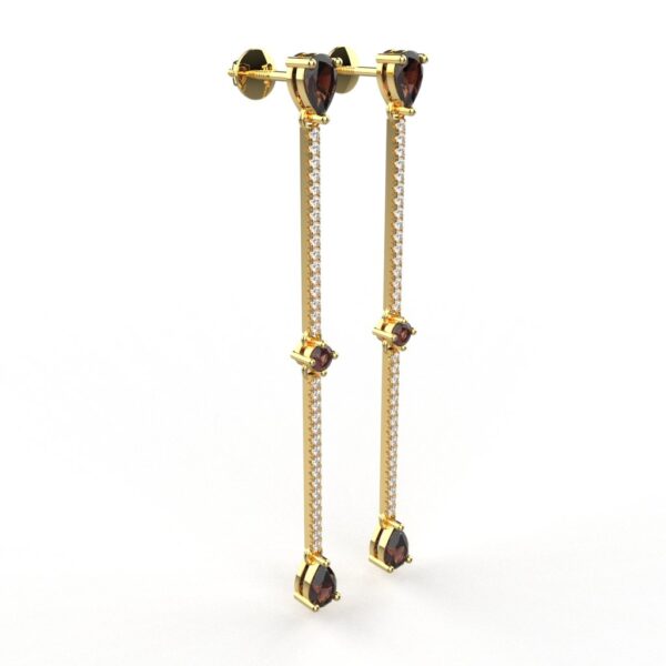 Avarta Enchanting 18K Gold Ruby Diamond Long Earrings - Image 2