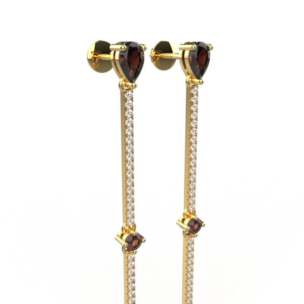 Avarta Enchanting 18K Gold Ruby Diamond Long Earrings - Image 4