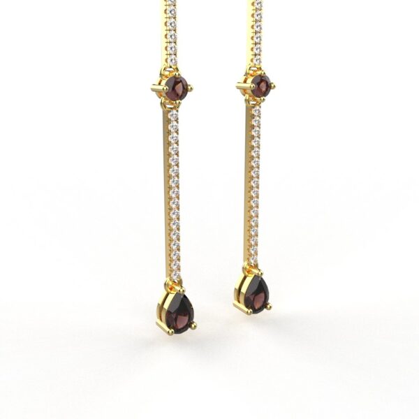 Avarta Enchanting 18K Gold Ruby Diamond Long Earrings - Image 3
