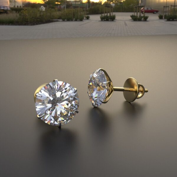 Avarta Jewellery 14k Gold 3 Carat Moissanite Stud Earrings - Image 3