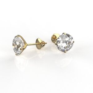Avarta 18k Gold 3.80 Carat Each Solitaire Studs Earring For Girls & Women