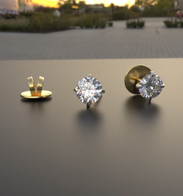 Avarta 18k Gold 10 Cents Solitaire Stud Earrings - Image 2