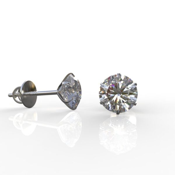 Avarta Jewellery Sterling Silver 1 Carat Moissanite Solitaire Stud Earrings