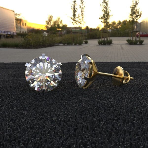 Avarta Jewellery 18k Gold 8.50 Carat Each Moissanite Solitaire Stud Earrings - Image 5