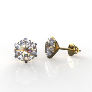 Avarta Jewellery 18k Gold 8.50 Carat Each Moissanite Solitaire Stud Earrings