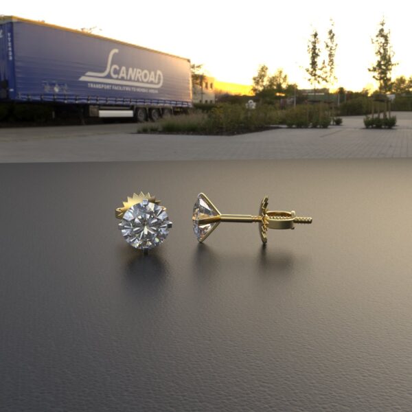 Avarta Jewellery 14k Gold 25 Cents Each Moissanite Solitaire Stud Earring - Image 4