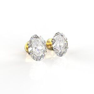 Avarta Jewellery 14k Gold 2 Carat Oval Moissanite Stud Earrings