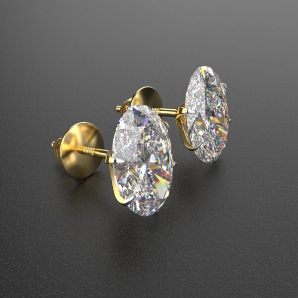 Avarta Jewellery 14k Gold 2 Carat Oval Moissanite Stud Earrings - Image 2